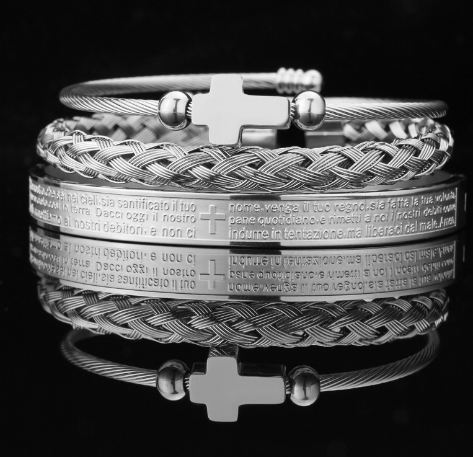 Cross Spanish Carving Bracelet Set