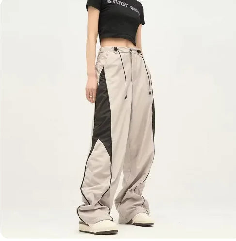 Real Shot American Street Fashion Stitching Structure Casual Trousers