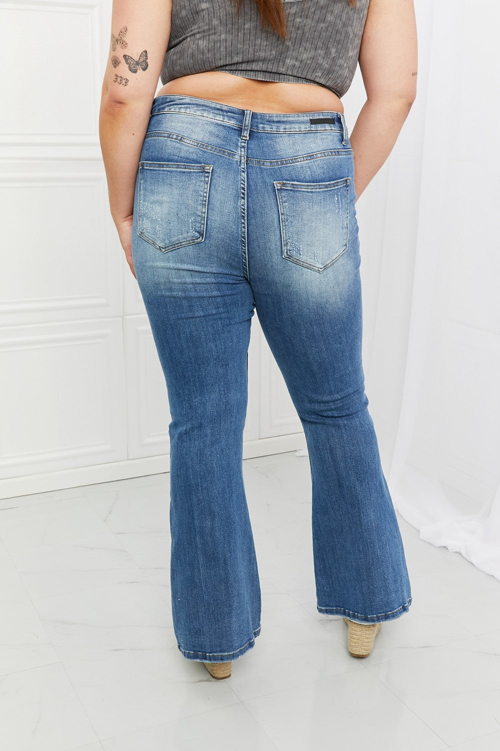 RISEN Full Size Iris High Waisted Flare Jeans