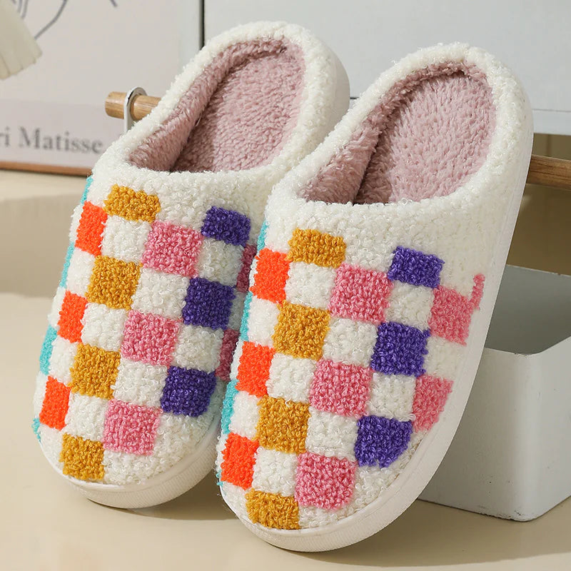 Colorful Checkerboard Home Slippers