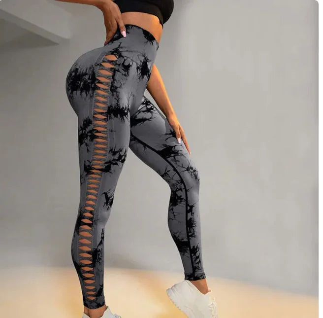 Tie-Dye High-Waist Mesh Yoga Leggings