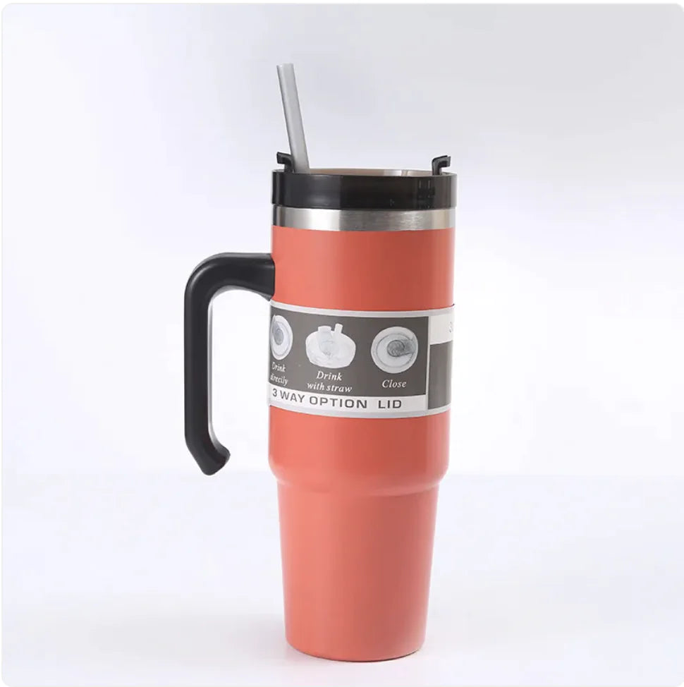 Handled Car Cup with Straw