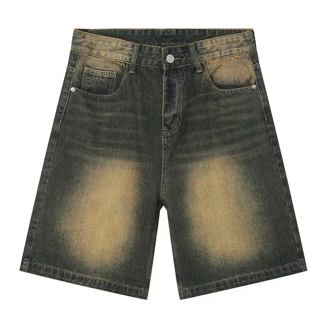 Men's Vintage Blue Denim Shorts Casual Loose