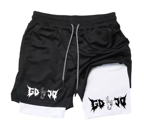 Print 2 in 1 Running Shorts for Men Gym