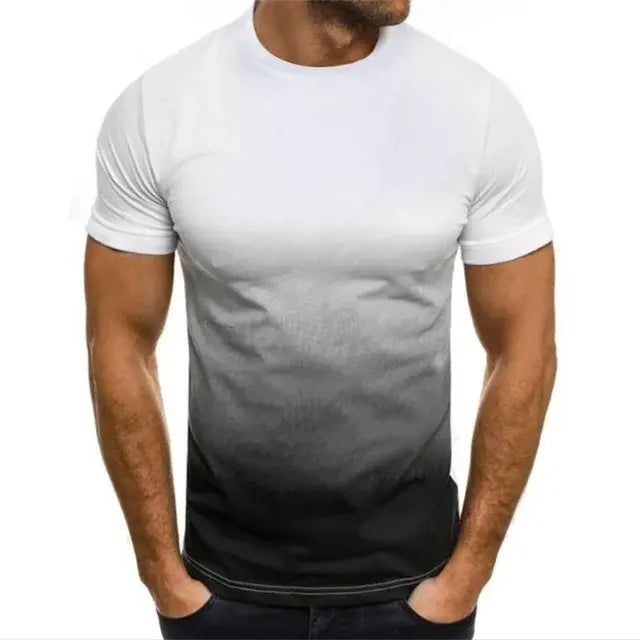 Summer Popular Men's T-shirt Thin Loose Short Sleeve Men's Fashion Gradient Series 3D Printed Round Collar Leisure Oversized Top