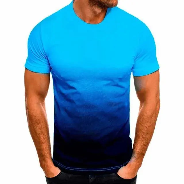 Summer Popular Men's T-shirt Thin Loose Short Sleeve Men's Fashion Gradient Series 3D Printed Round Collar Leisure Oversized Top