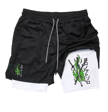 Print 2 in 1 Running Shorts for Men Gym