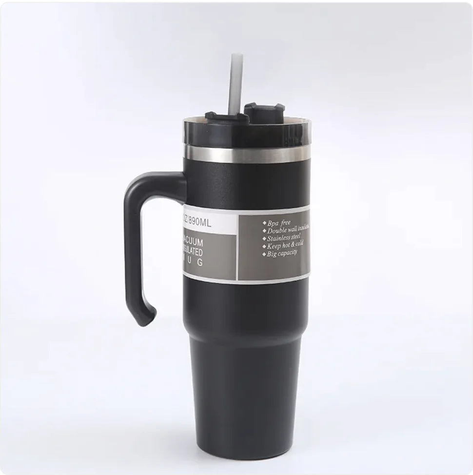 Handled Car Cup with Straw