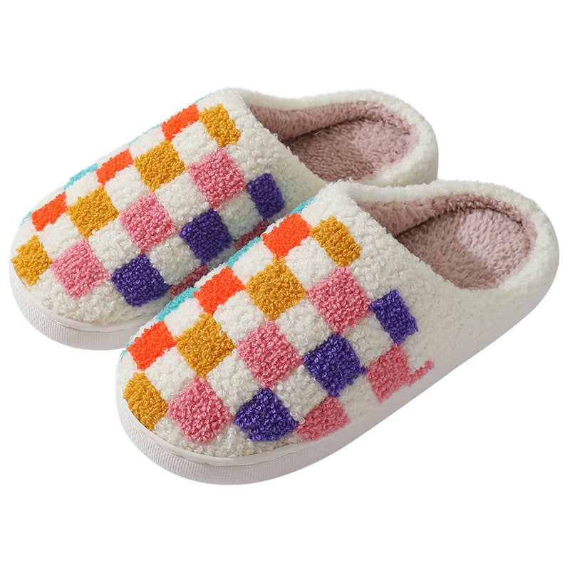 Colorful Checkerboard Home Slippers