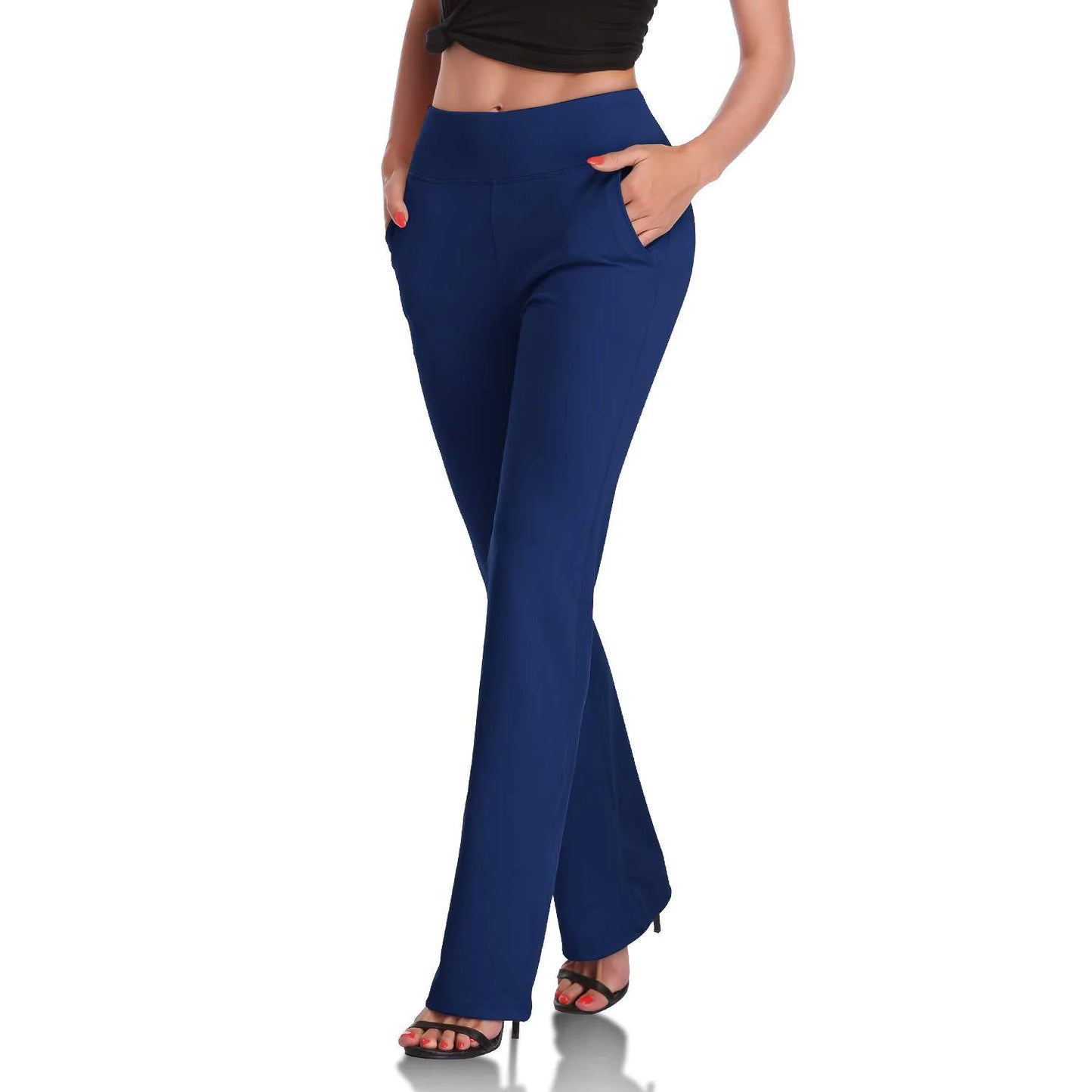 Women's Knitted Flared Pants with Side Pockets