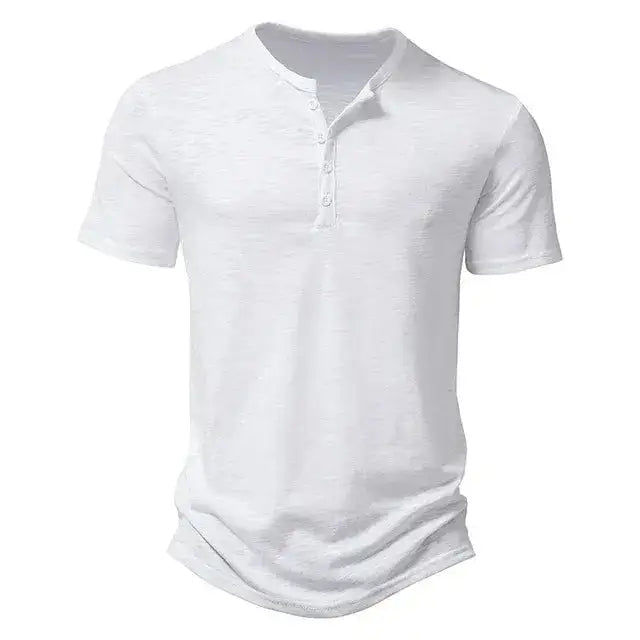 Henley Collar Summer Men Casual Solid Color Short Sleeve T Shirt for Men Polo men High QualityMens T Shirts