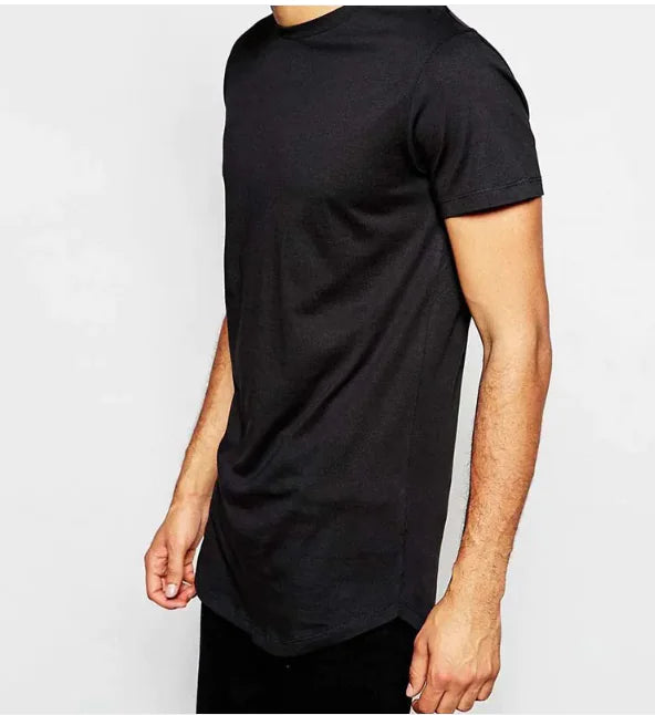 High Street Extended Base Men's Circular Lower Hem T-shirt Top Summer