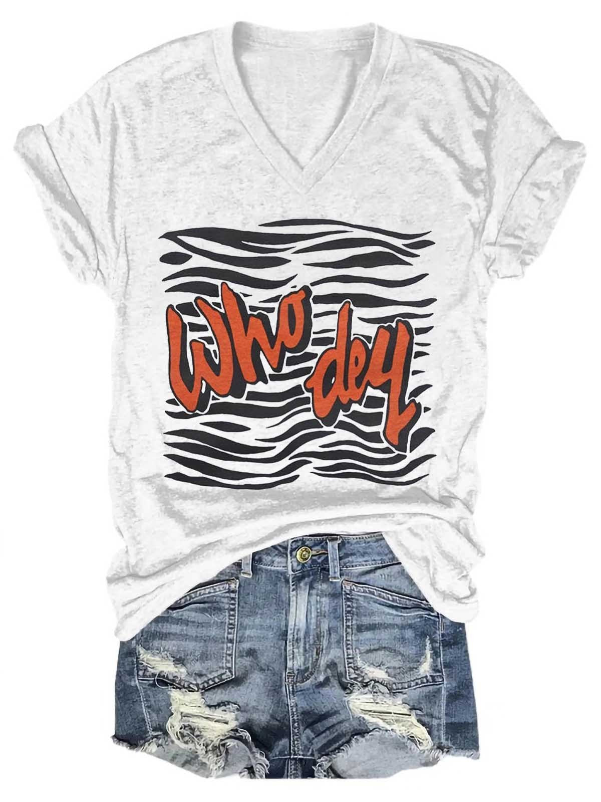 Women Who Dey Tiger V-Neck Shirt