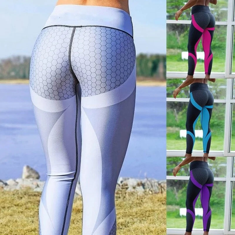 Women Honeycomb Printed Yoga Pants