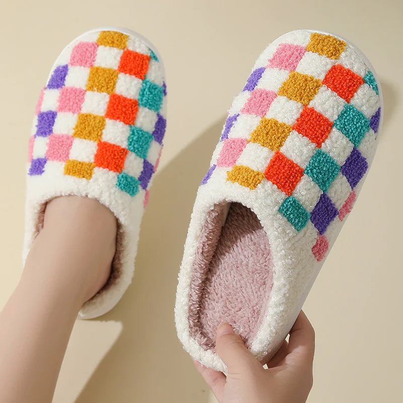 Colorful Checkerboard Home Slippers