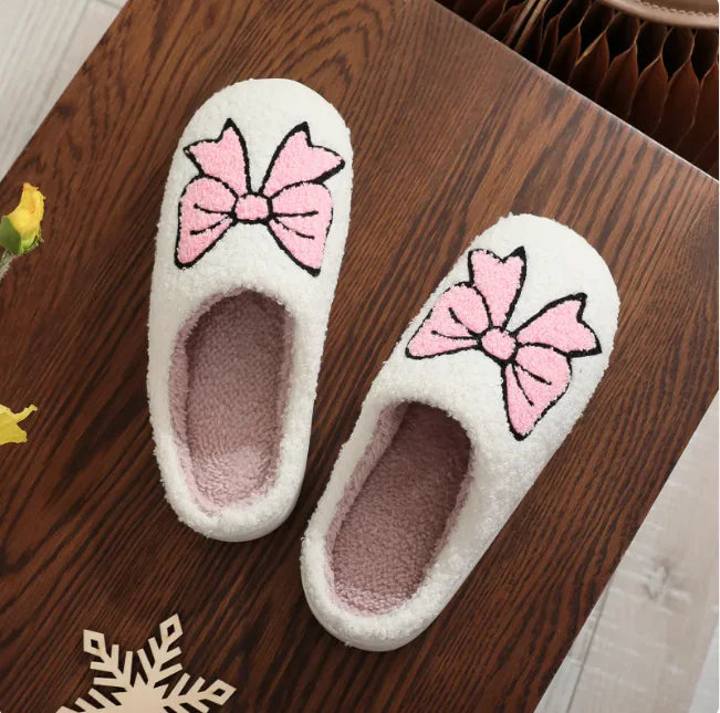 Cozy Bow-Tie Cotton Slippers for Women