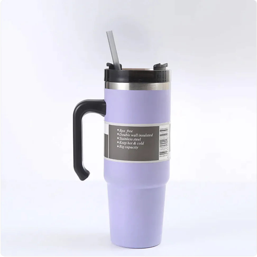 Handled Car Cup with Straw