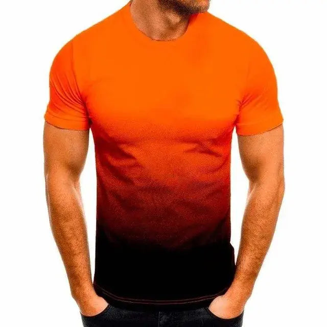 Summer Popular Men's T-shirt Thin Loose Short Sleeve Men's Fashion Gradient Series 3D Printed Round Collar Leisure Oversized Top