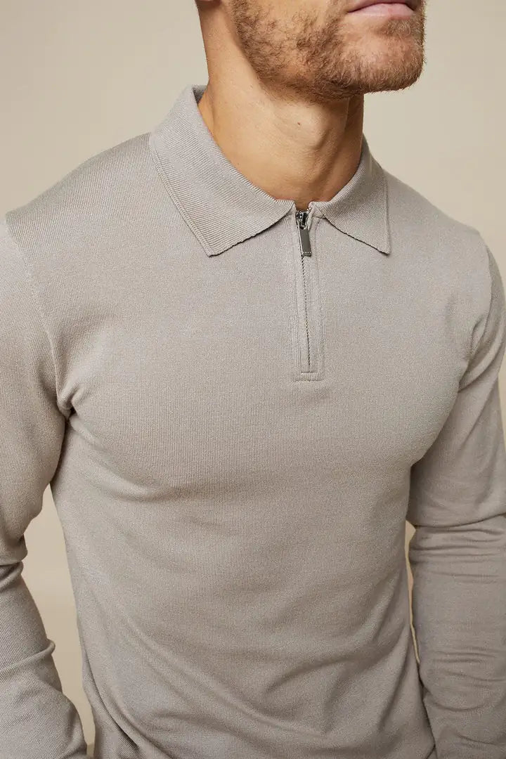 Knitted Long Sleeve Polo