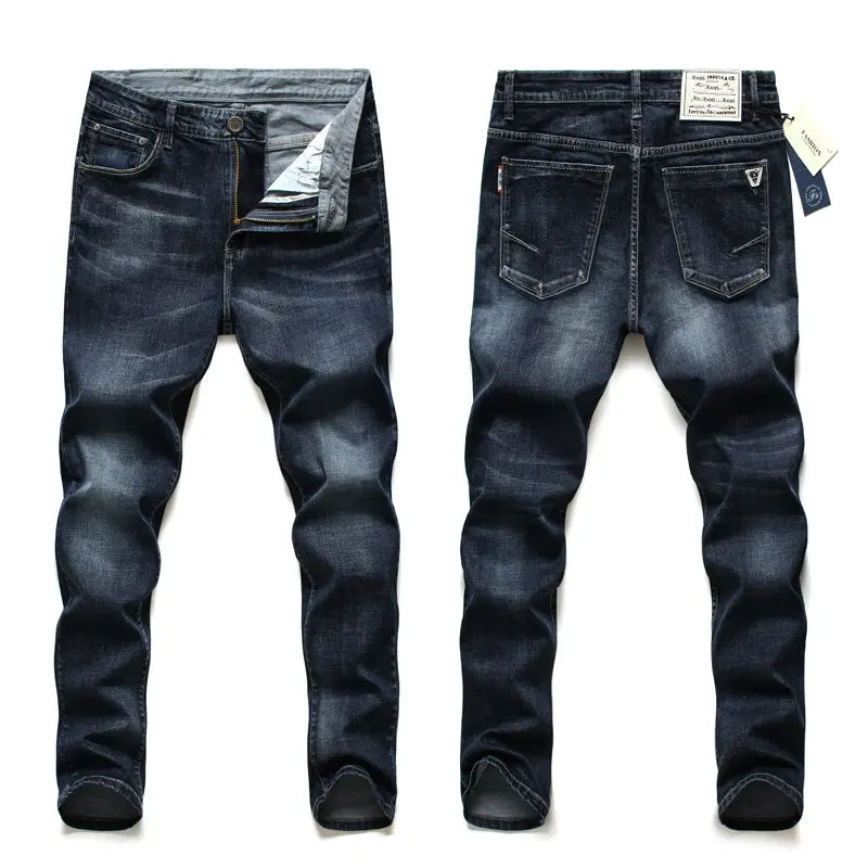 2023 New Arrivals Jeans Men Quality Brand Business Casual Male Denim Pants Straight Slim Fit Dark Blue Men Plus Size 40 42 44 46